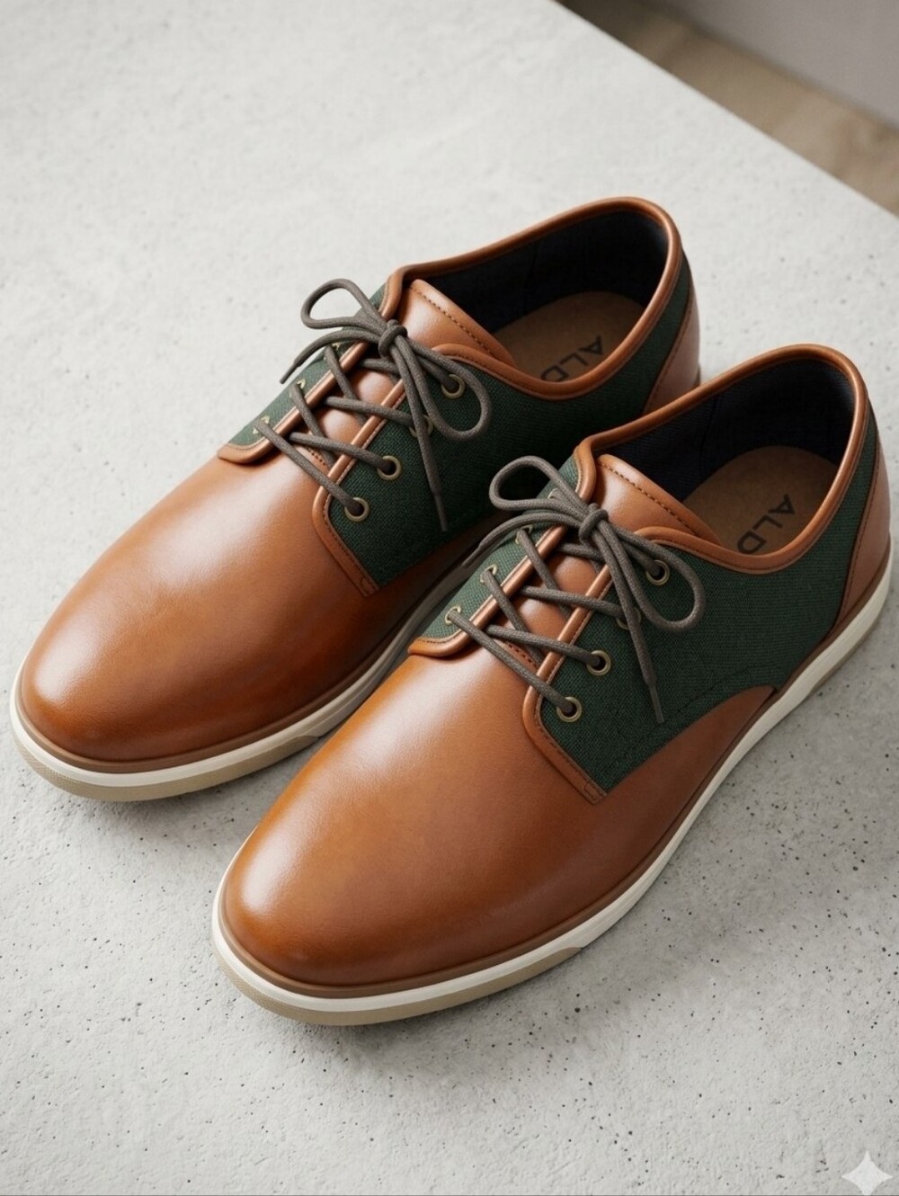 Aldo Men's Brown Leather Casual Lace-Up Shoes